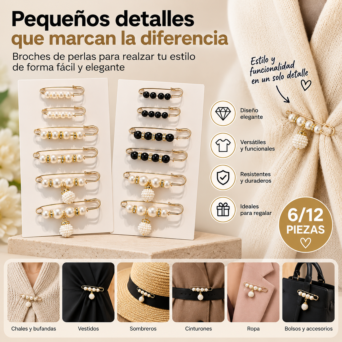 Luce elegante en segundos con perlas únicas - Perliva ( Set x6 unidades )
